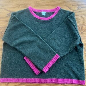 Natural Life Women's Boxy Colorblock Sweater with Bright Pink Trim